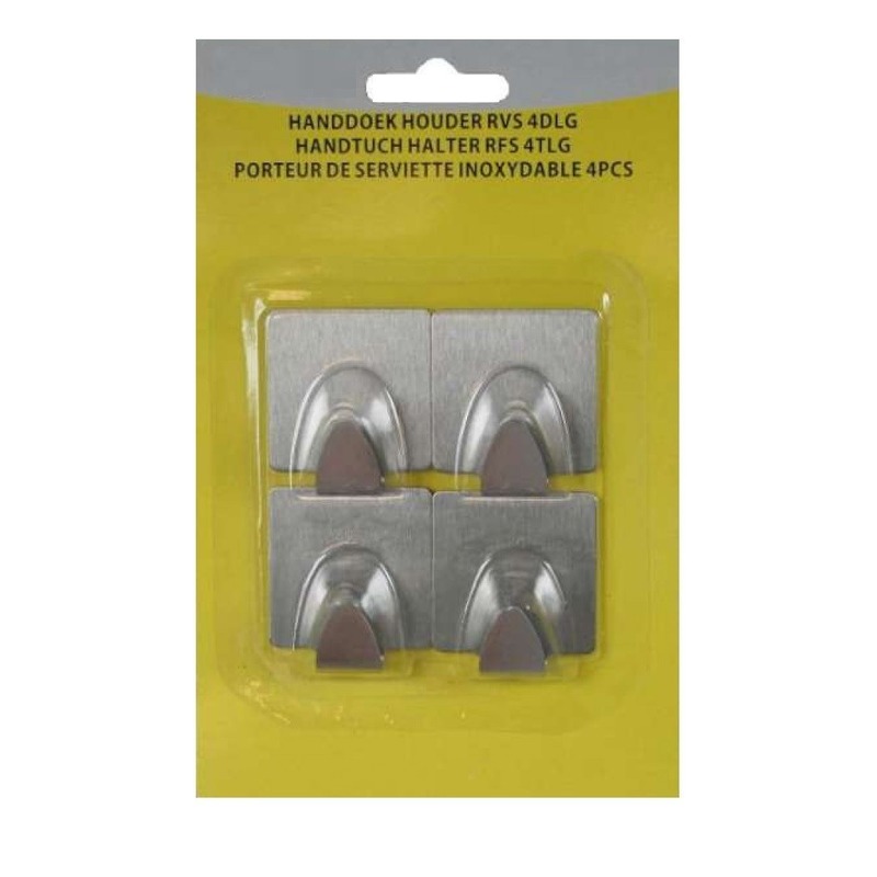 4x rvs handdoekhaakjes ophanghaakjes vierkant