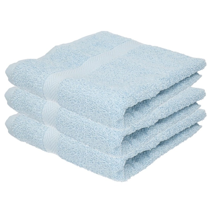 3x luxe handdoeken lichtblauw 50 x 90 cm 550 grams