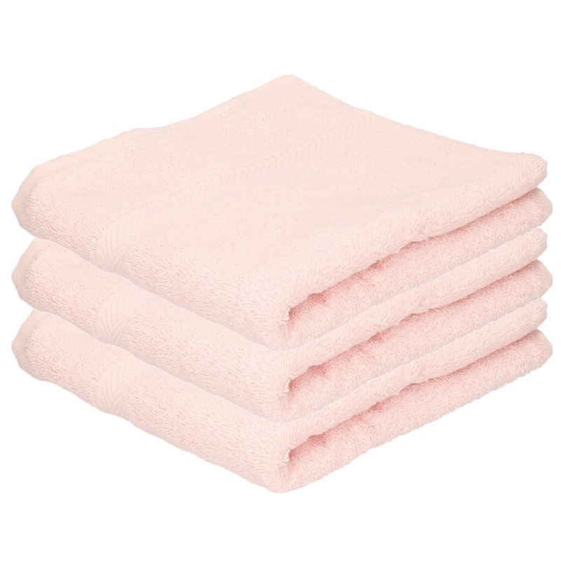 3x luxe handdoeken licht roze 50 x 90 cm 550 grams