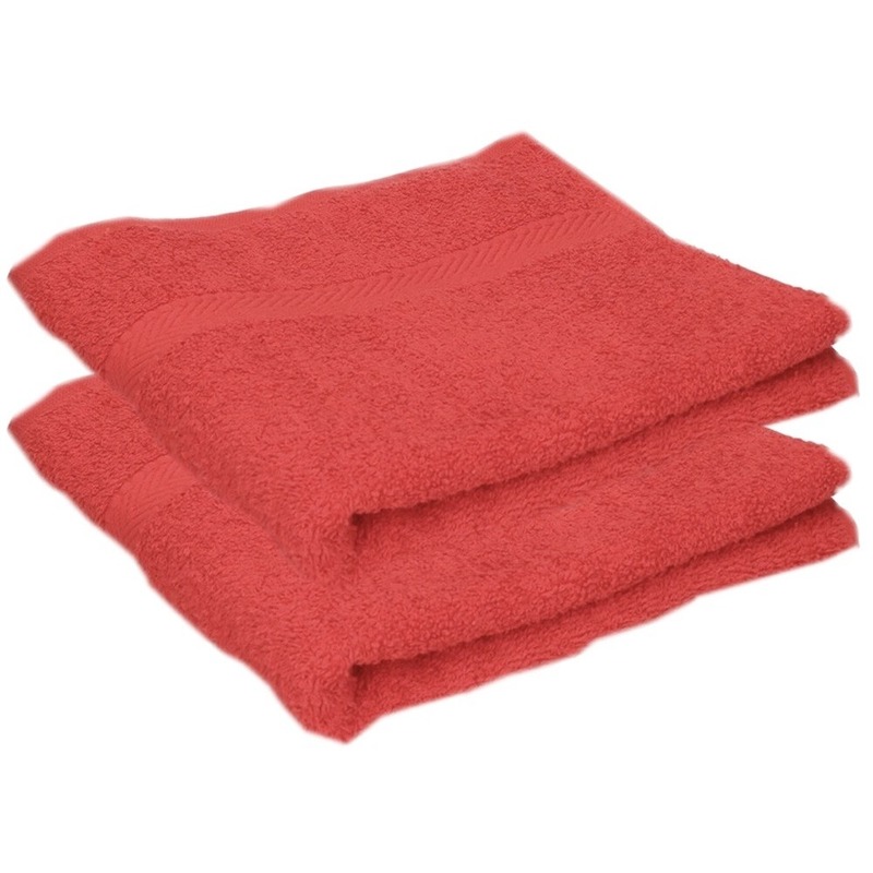 2x luxe handdoeken rood 50 x 90 cm 550 grams