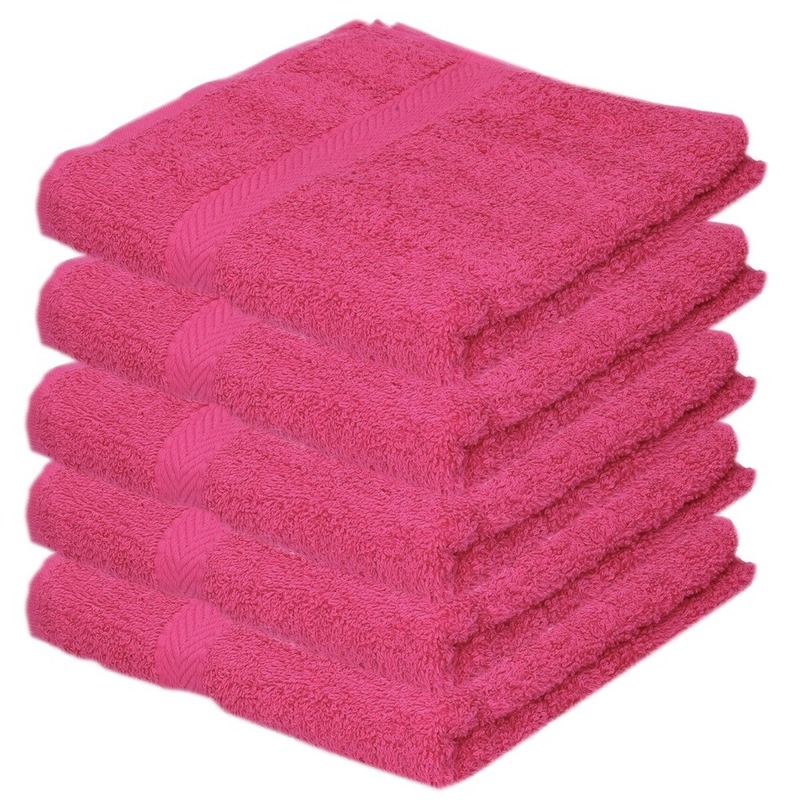 5x luxe handdoeken fuchsia roze 50 x 90 cm 550 grams