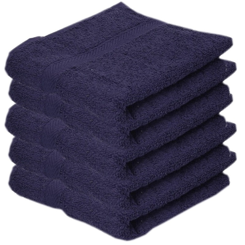5x badhanddoeken navy blauw 50 x 90 cm 550 grams