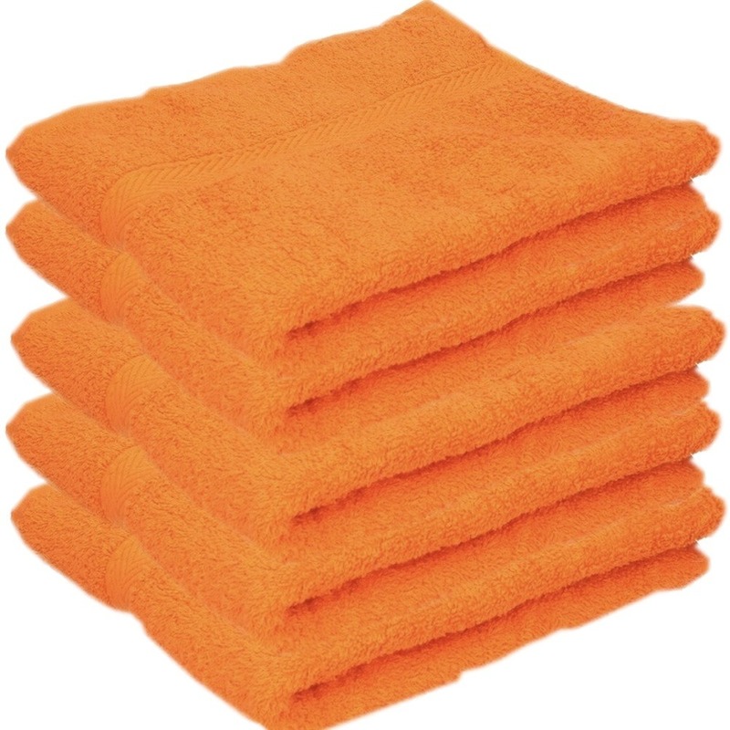 5x luxe handdoeken oranje 50 x 90 cm 550 grams