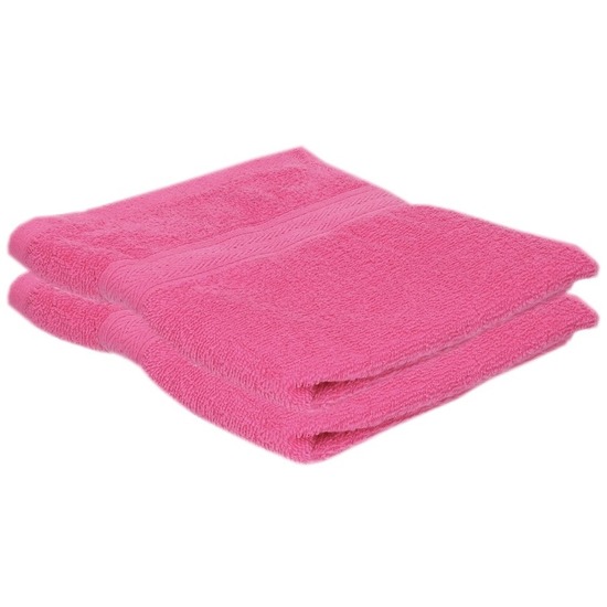 2x voordelige handdoeken fuchsia roze 50 x 100 cm 420 grams