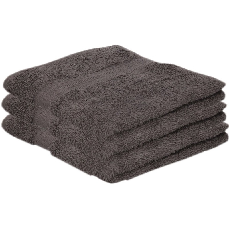 3x voordelige handdoeken grijs 50 x 100 cm 420 grams