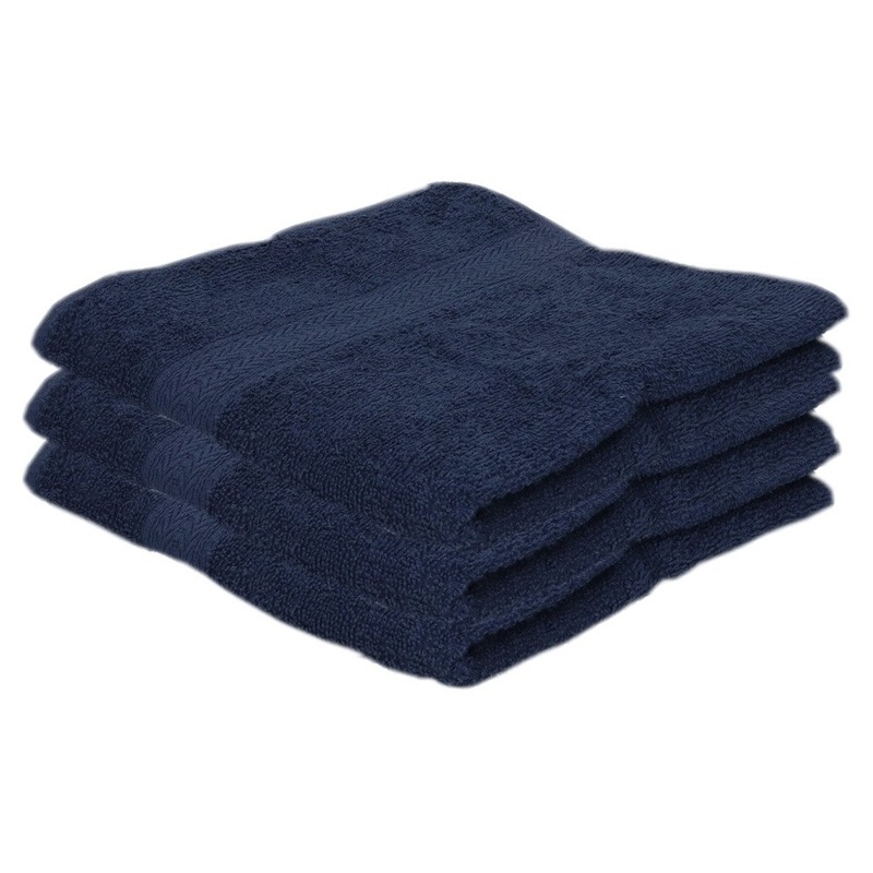 3x voordelige handdoeken navy blauw 50 x 100 cm 420 grams