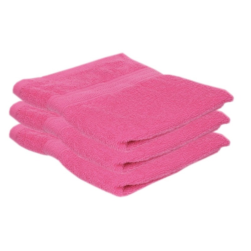 3x voordelige handdoeken fuchsia roze 50 x 100 cm 420 grams