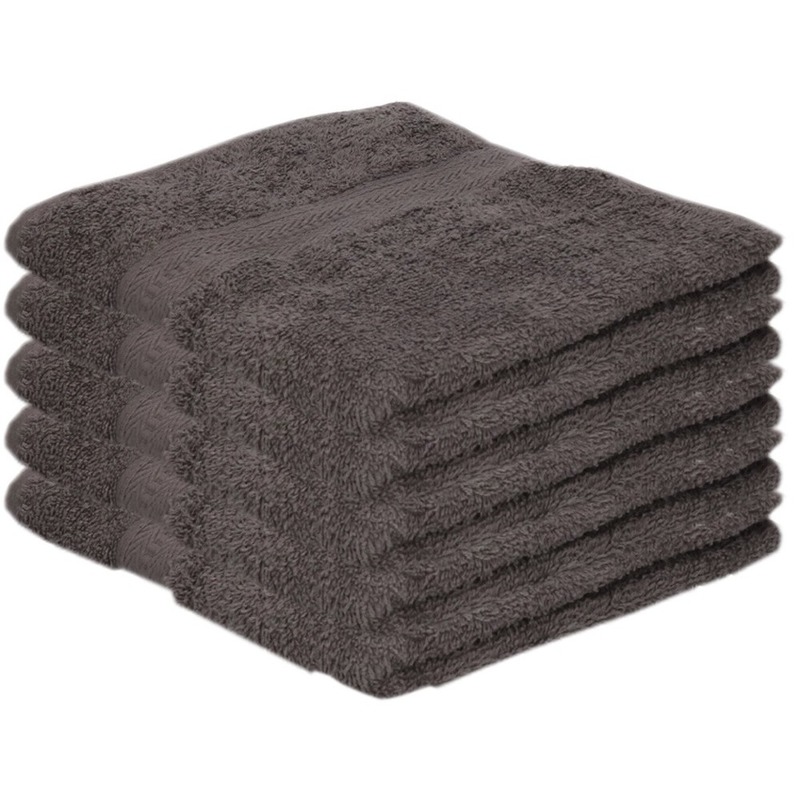 5x voordelige handdoeken grijs 50 x 100 cm 420 grams