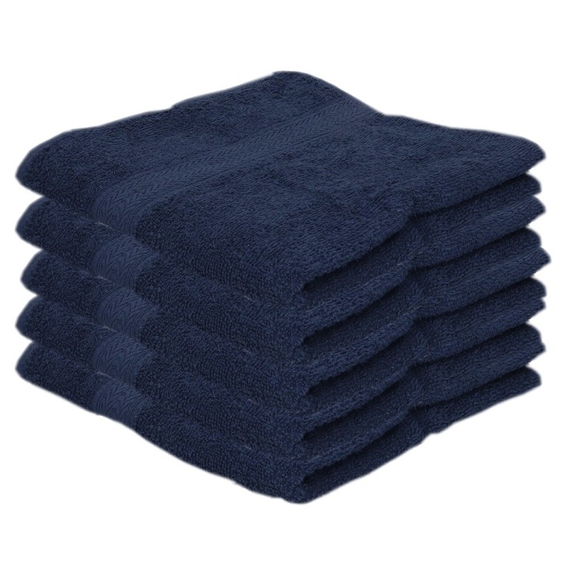 5x voordelige handdoeken navy blauw 50 x 100 cm 420 grams