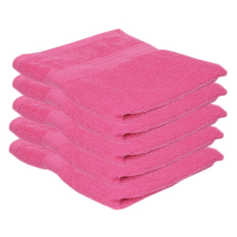 5x voordelige handdoeken fuchsia roze 50 x 100 cm 420 grams