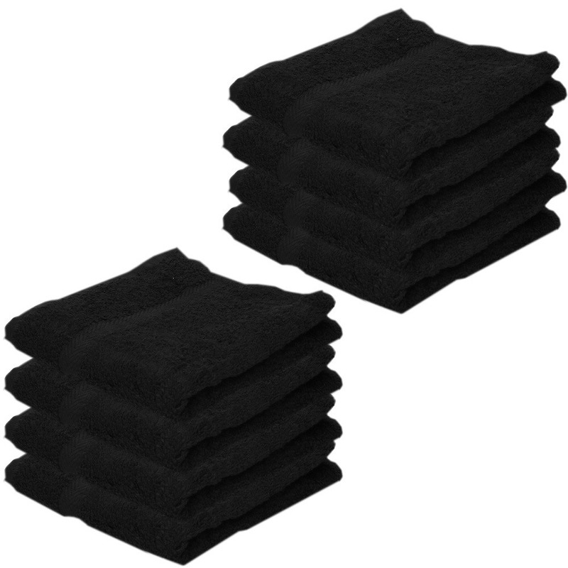 8x voordelige handdoeken zwart 50 x 100 cm 420 grams