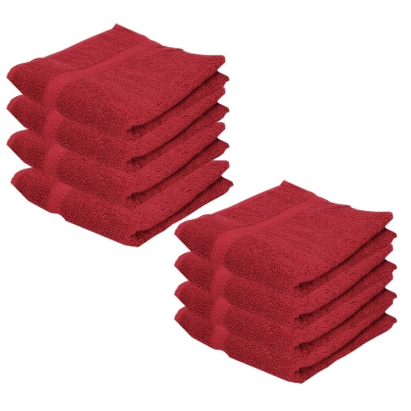8x voordelige handdoeken rood 50 x 100 cm 420 grams