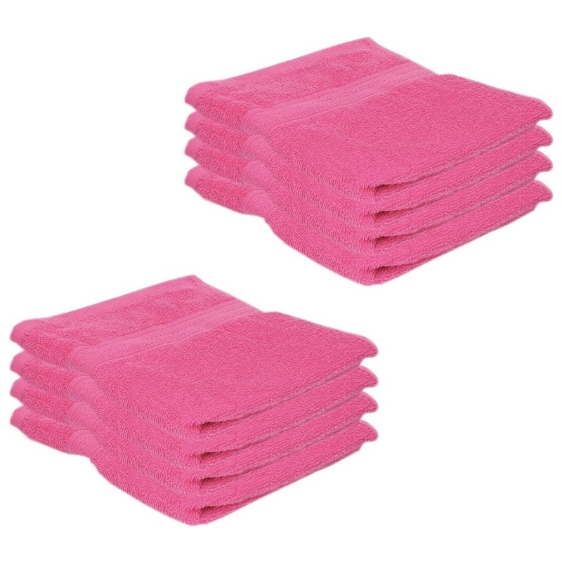 8x voordelige handdoeken fuchsia roze 50 x 100 cm 420 grams