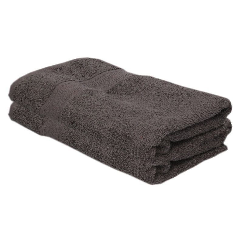 2x voordelige badhanddoeken grijs 70 x 140 cm 420 grams