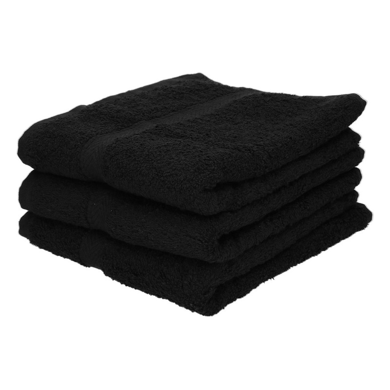 3x voordelige badhanddoeken zwart 70 x 140 cm 420 grams