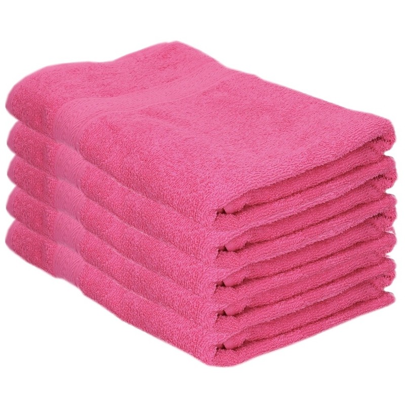 5x voordelige badhanddoeken fuchsia roze 70 x 140 cm 420 grams