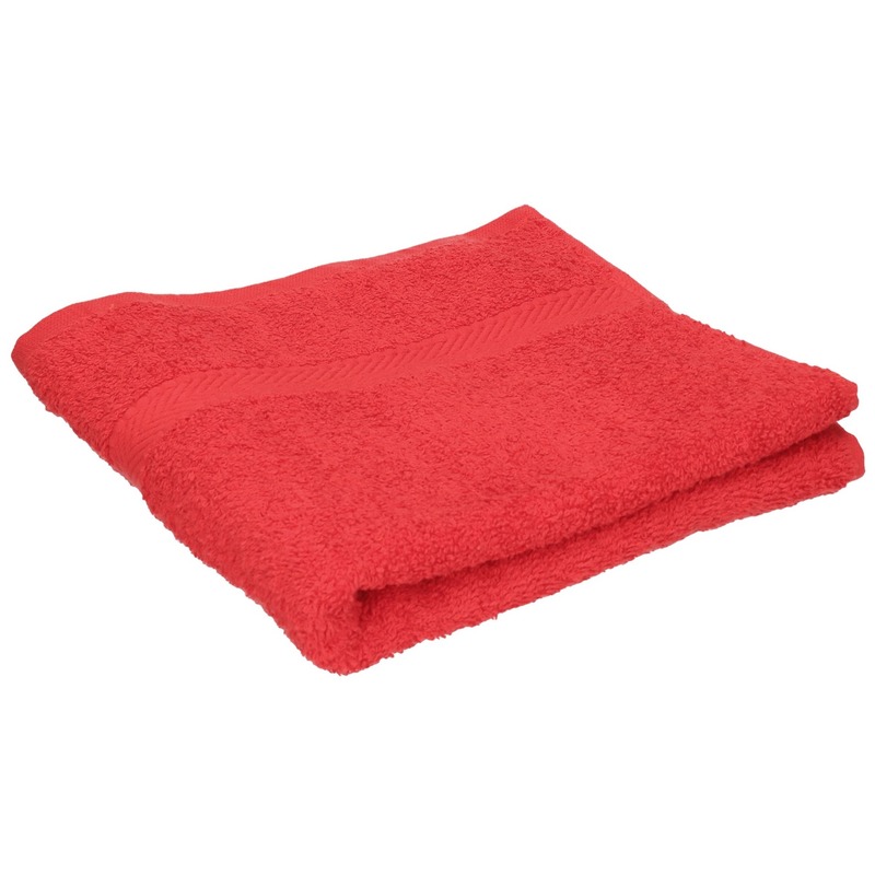 Set van 10x stuks badhanddoeken rood 50 x 90 cm 550 grams